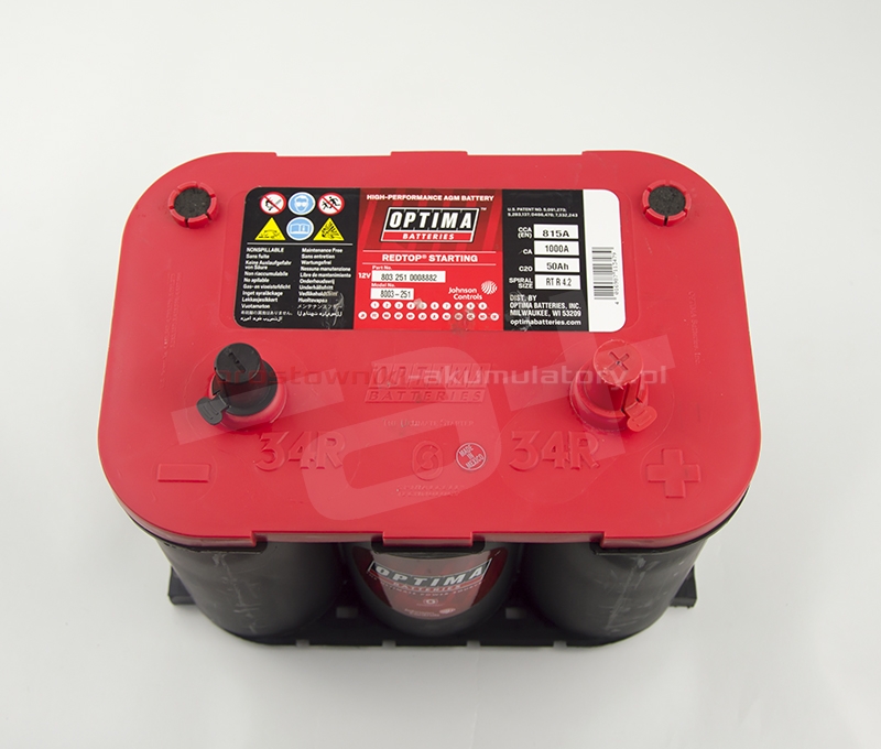 Akumulator Optima 50Ah 1000A RED TOP AGM RTR4.2