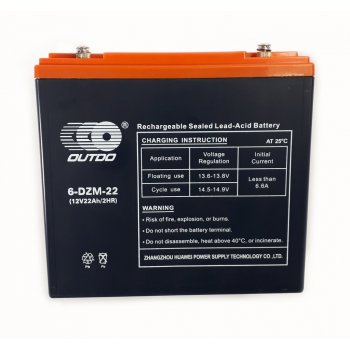 Akumulator żelowy Outdo 6-DZM-22 12V 22Ah (2H), 26Ah (10H) AGM DZF Rower elektryczny