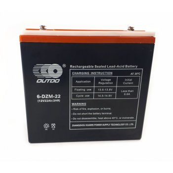 Akumulator żelowy Outdo 6-DZM-22 12V 22Ah (2H), 26Ah (10H) AGM DZF Rower elektryczny