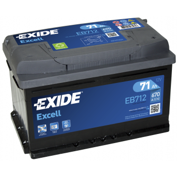 Akumulator Exide 71Ah 670A EB712 P+ Excell