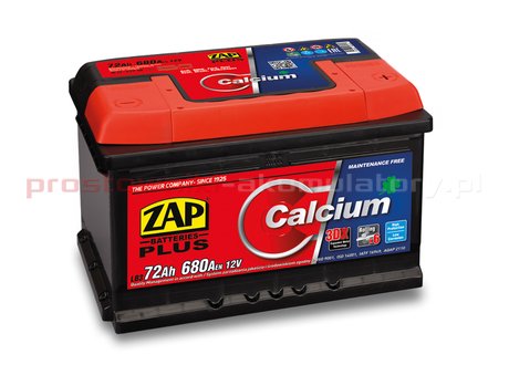 Akumulator 12V 72Ah 680A ZAP Calcium PLUS 57258 - prostowniki