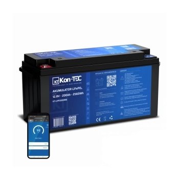 Akumulator Kon-Tec Blue Line LiFePO4 12V 200Ah Mata Grzewcza + BLUETOOTH