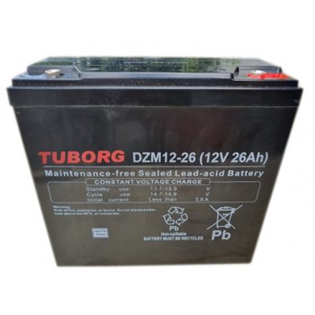 Akumulator żelowy Tuborg DZM12-26 12V 22Ah (2H), 26Ah (10H) AGM DZF Rower elektryczny